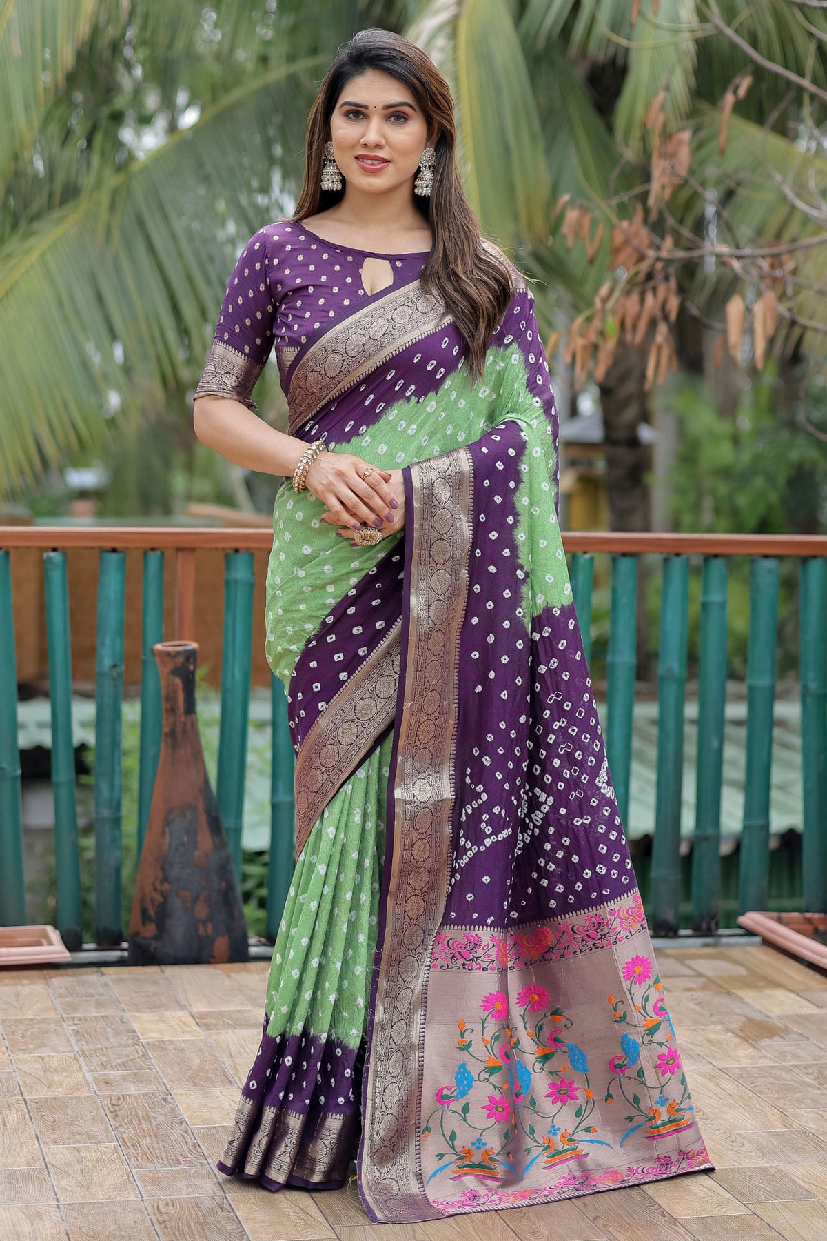 Purple Colour Dola Silk Paithani Saree