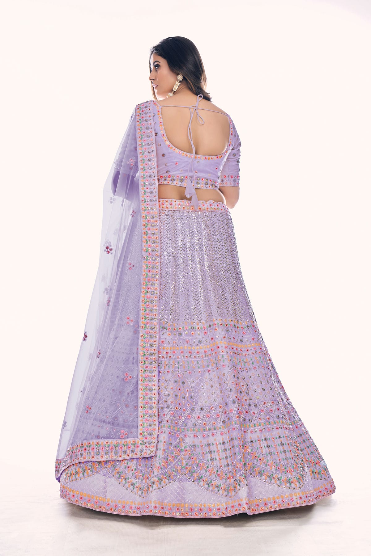 Purple Colour Embroidery Soft Net Lehenga Choli