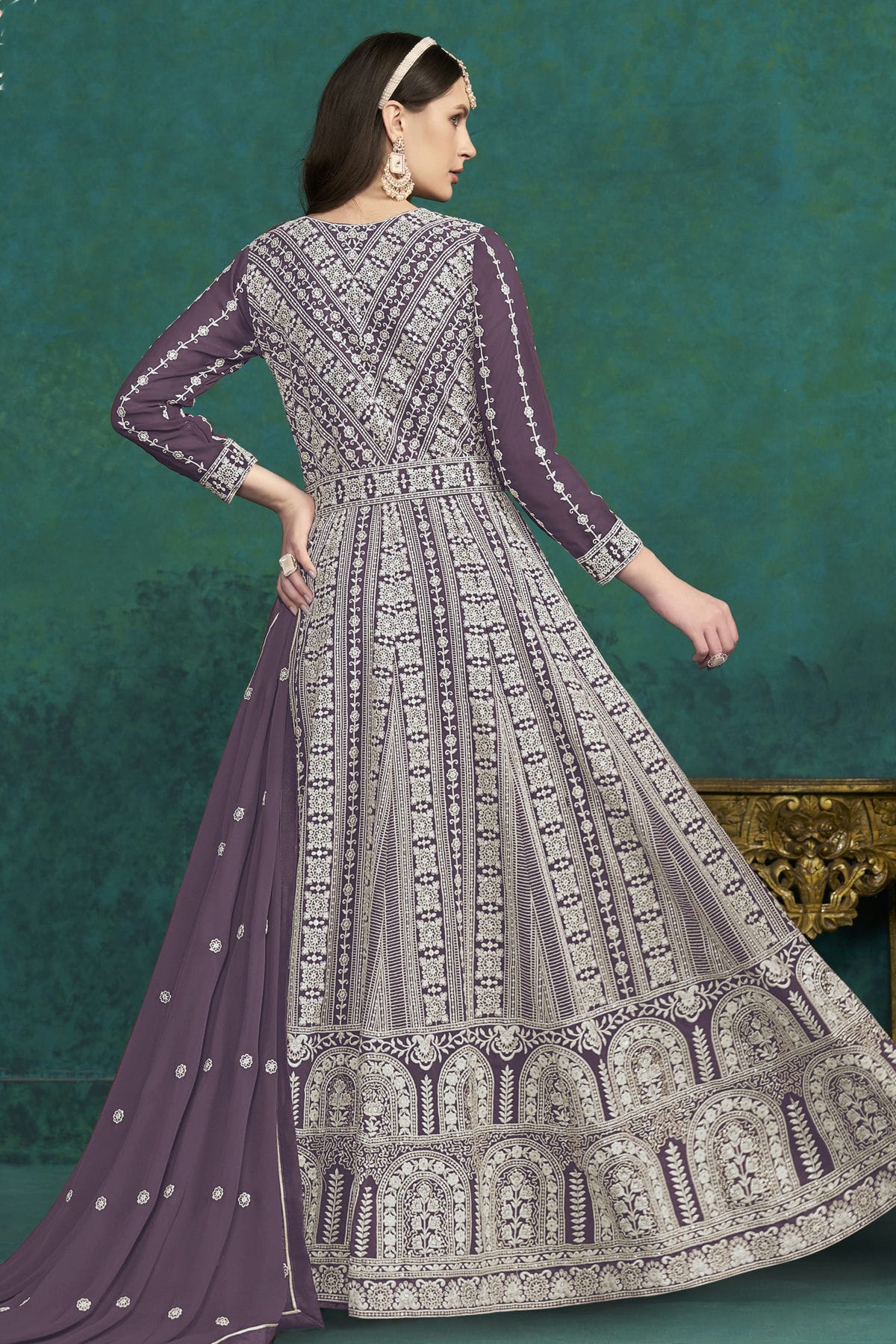 Purple Colour Faux Georgette Anarkali Suit