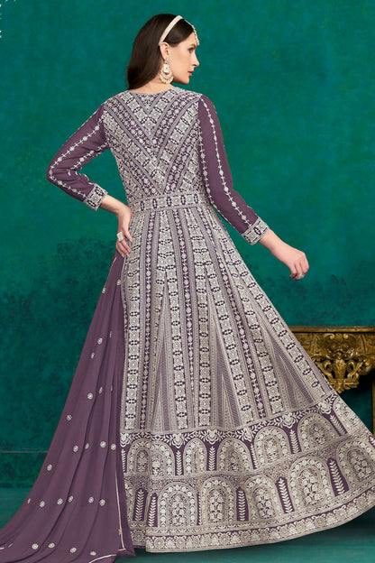 Purple Colour Faux Georgette Anarkali Suit