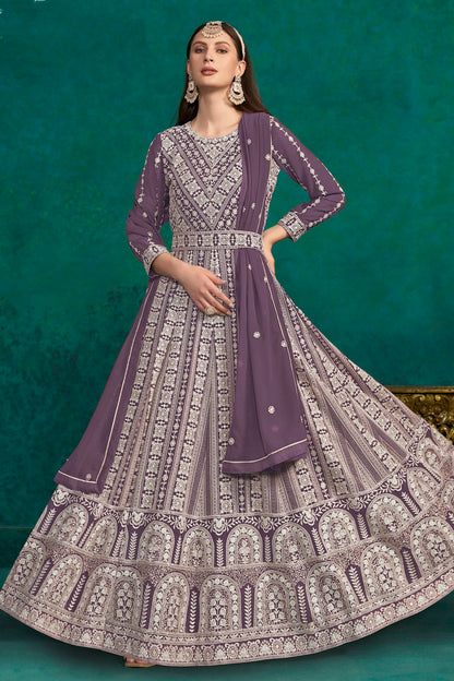 Purple Colour Faux Georgette Anarkali Suit