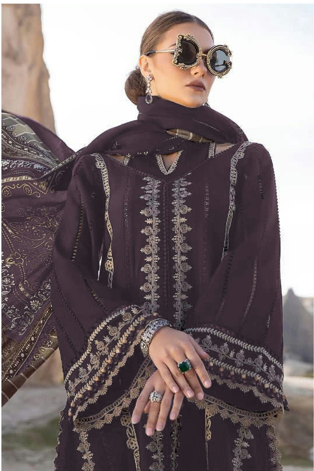 Purple Colour Faux Georgette Pakistani Suit VSSM1140057