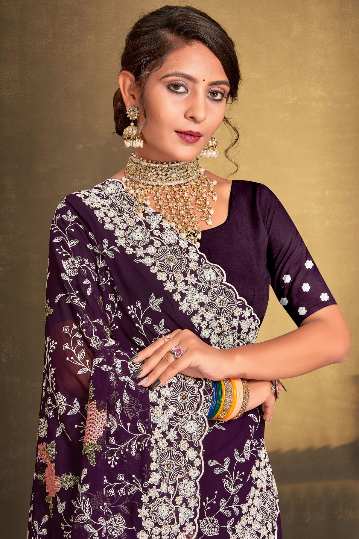 Purple Colour Georgette Designer Saree VSLC1121515