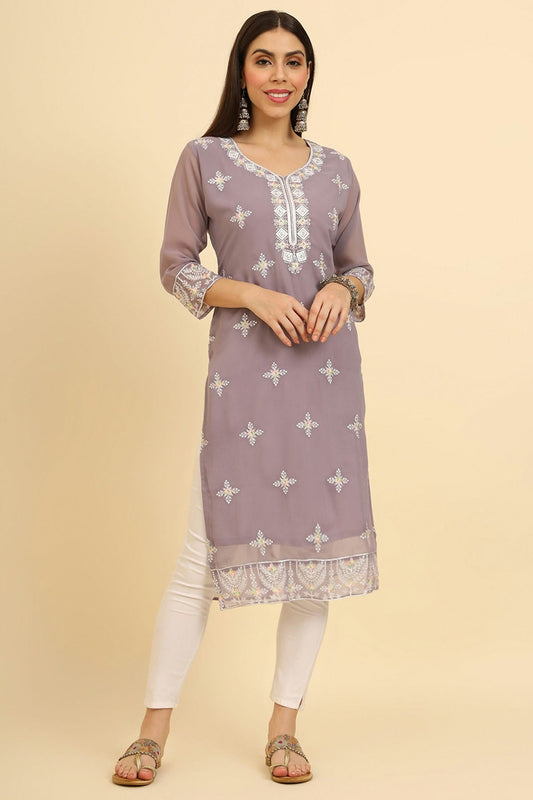 Purple Colour Georgette Kurti