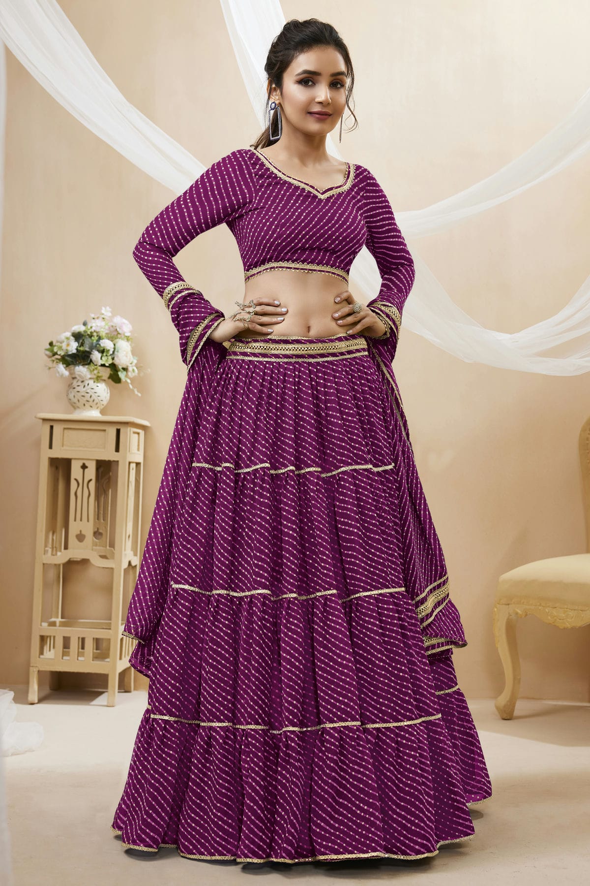 Purple Colour Georgette Lehenga Choli