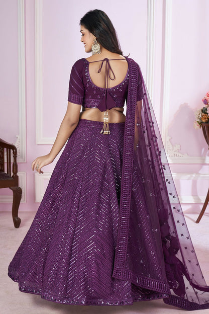 Purple Colour Georgette Lehenga Choli