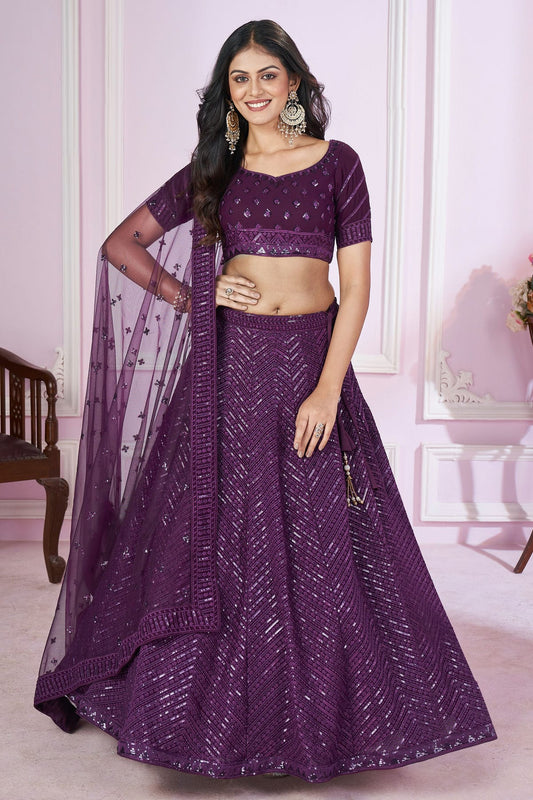 Purple Colour Georgette Lehenga Choli