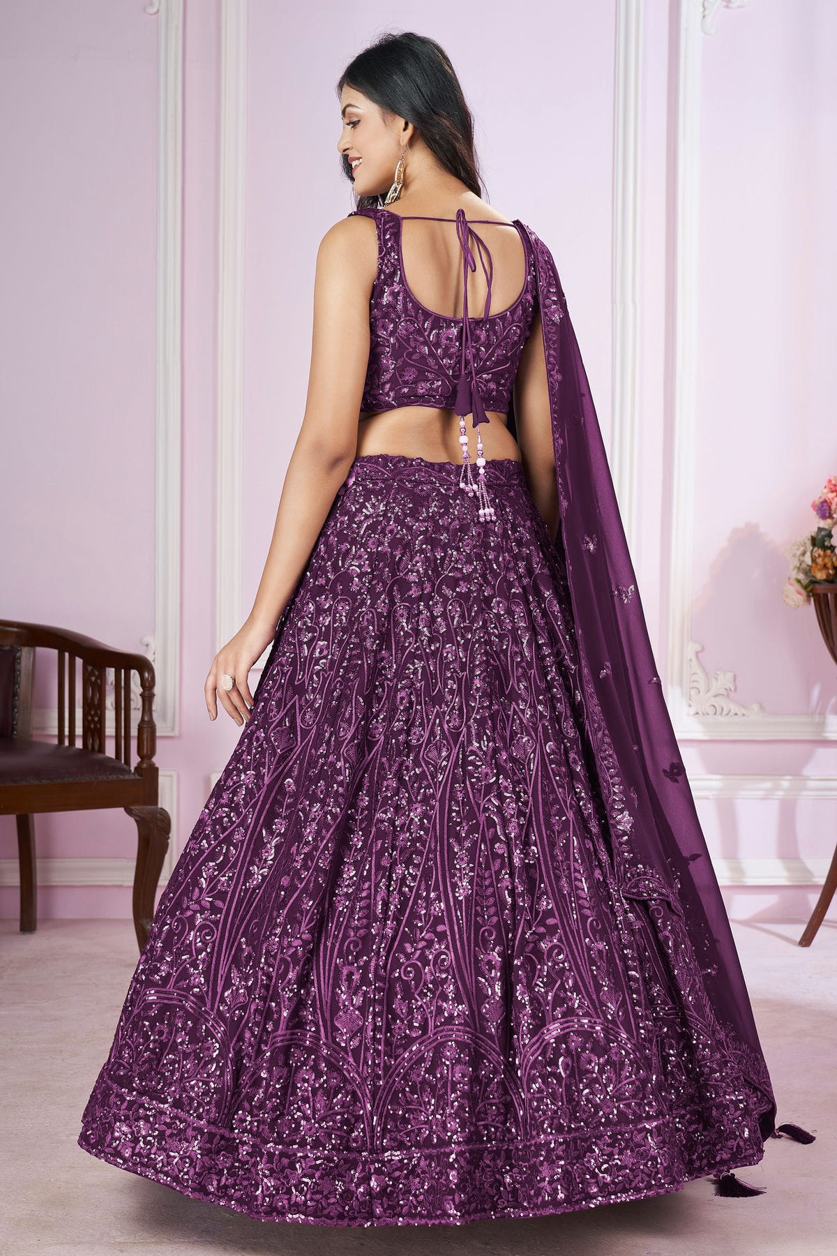 Purple Colour Georgette Lehenga Choli