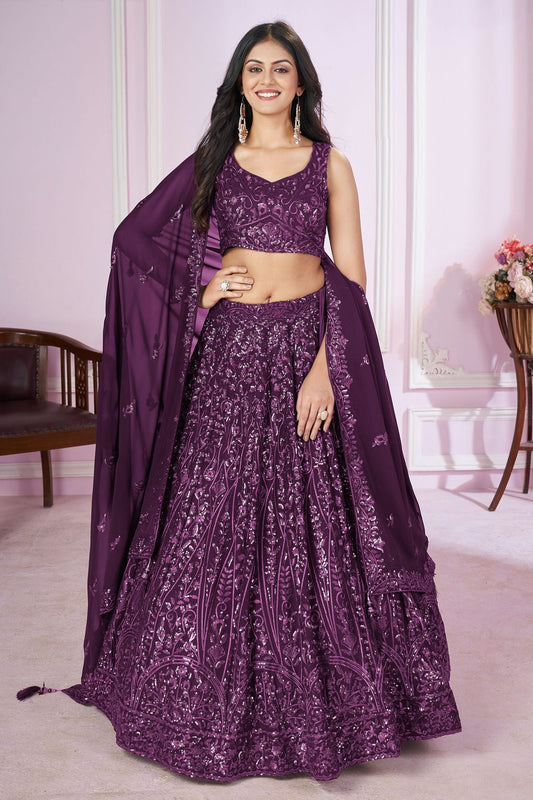 Purple Colour Georgette Lehenga Choli