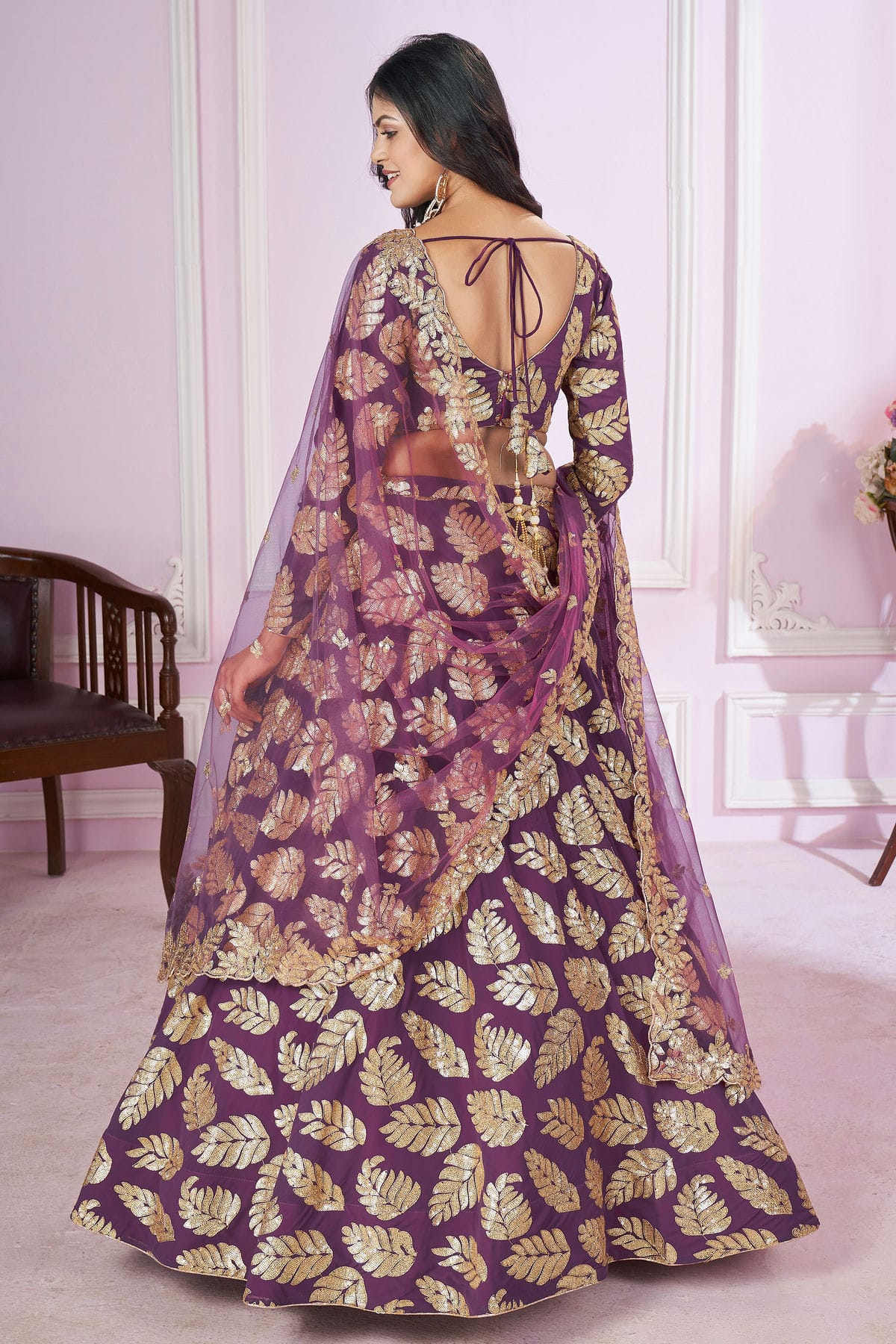 Purple Colour Georgette Lehenga Choli