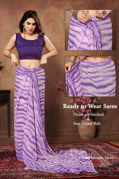 Purple Colour Georgette Ready To Wear Saree