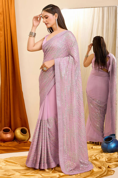 Purple Colour Georgette Saree