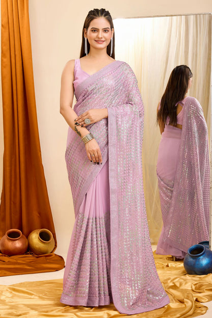 Purple Colour Georgette Saree