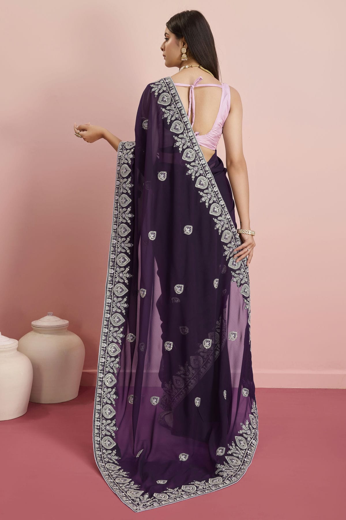 Purple Colour Georgette Saree