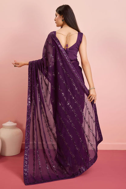 Purple Colour Georgette Saree