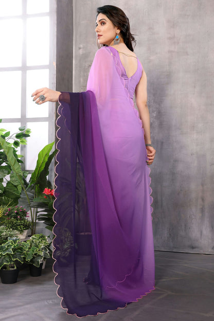 Purple Colour Georgette Saree