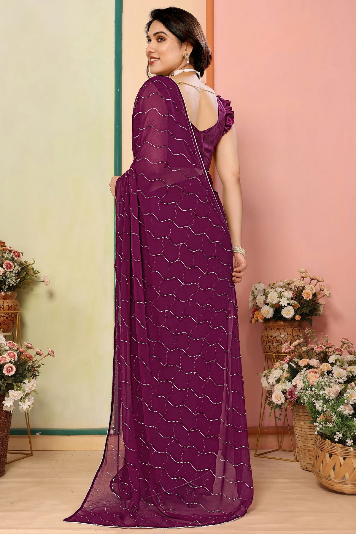 Purple Colour Georgette Saree