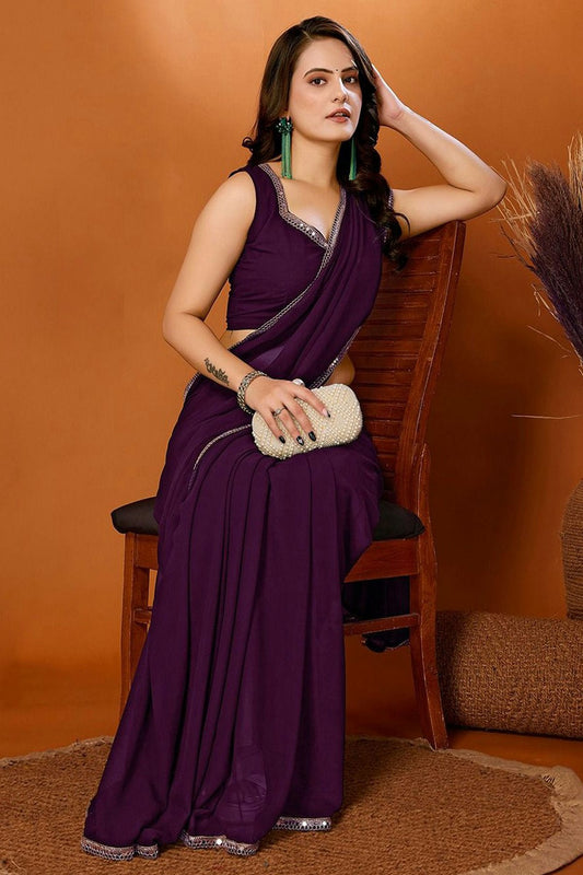 Purple Colour Georgette Saree