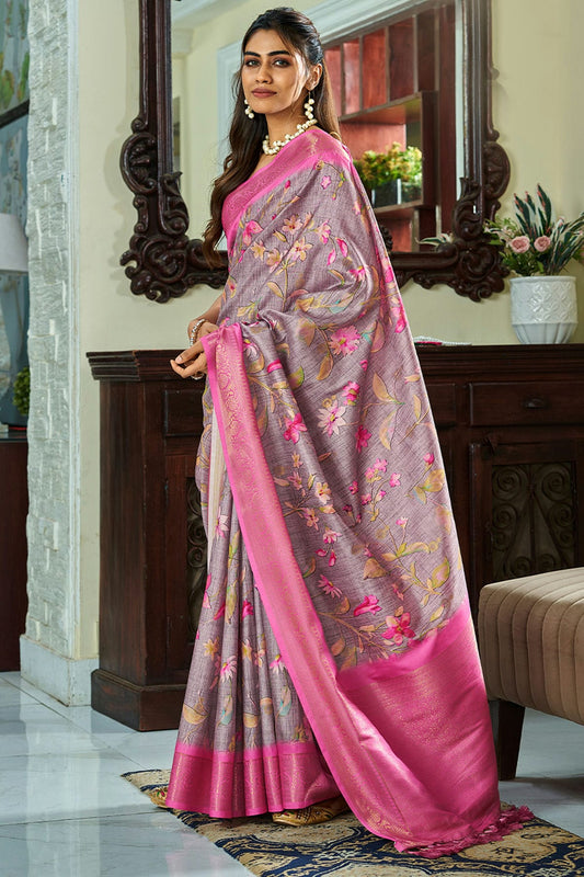 Purple Colour Handloom Kotha Silk Saree