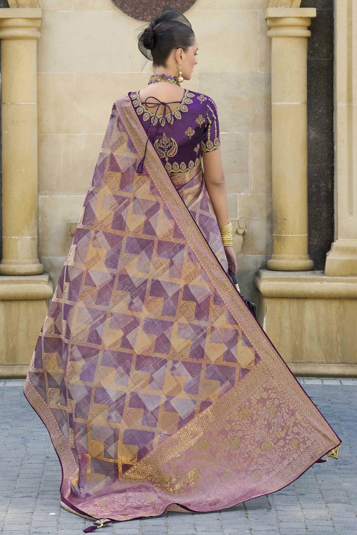 Purple Colour Jacquard Silk Traditional Saree