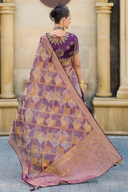 Purple Colour Jacquard Silk Traditional Saree