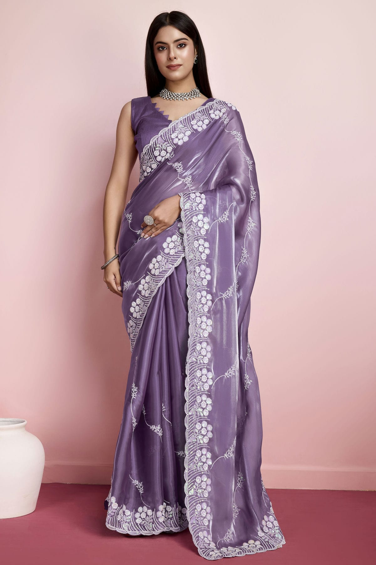 Purple Colour Jimmy Choo Saree