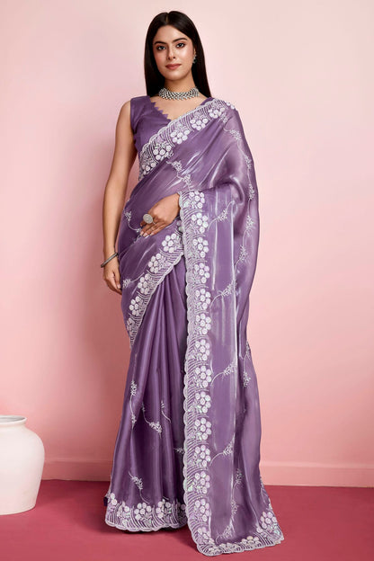 Purple Colour Jimmy Choo Saree