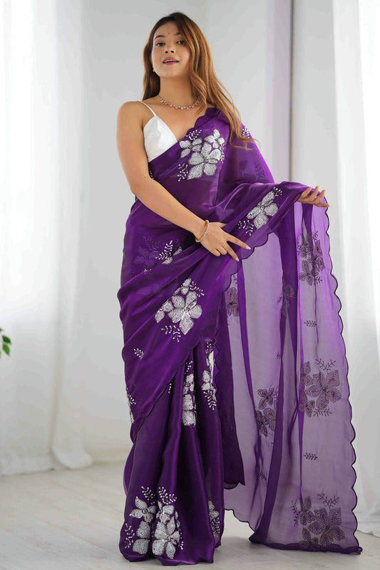 Purple Colour Jimmy choo Designer Saree