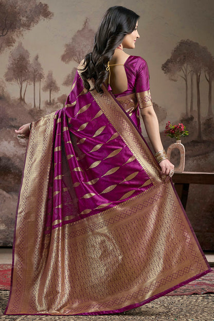 Purple Colour Lichi Silk Traditional Saree