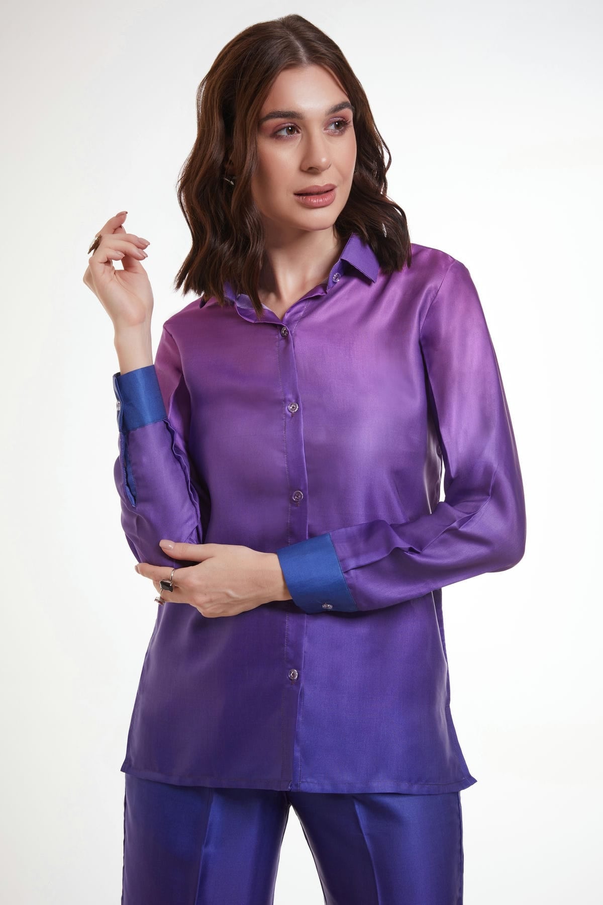 Purple Colour Modal Satin Top and Bottom VSTP1080917