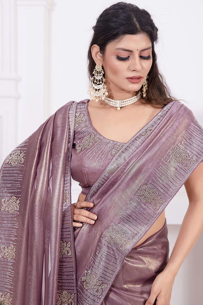 Purple Colour Net Designer Saree