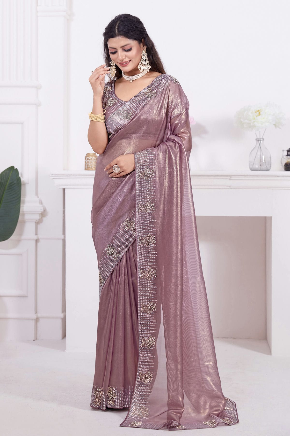 Purple Colour Net Designer Saree