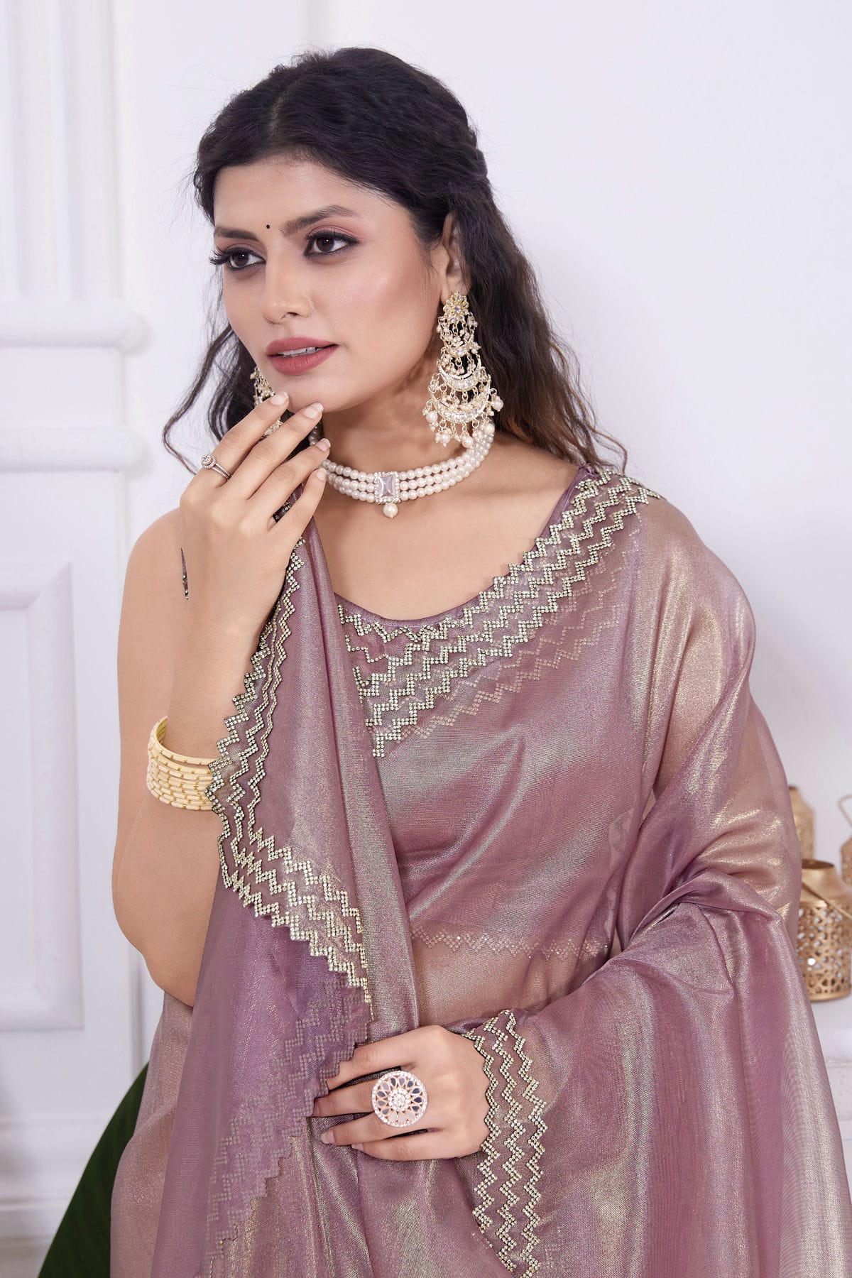 Purple Colour Net Designer Saree