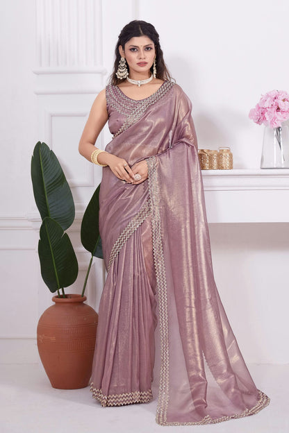 Purple Colour Net Designer Saree