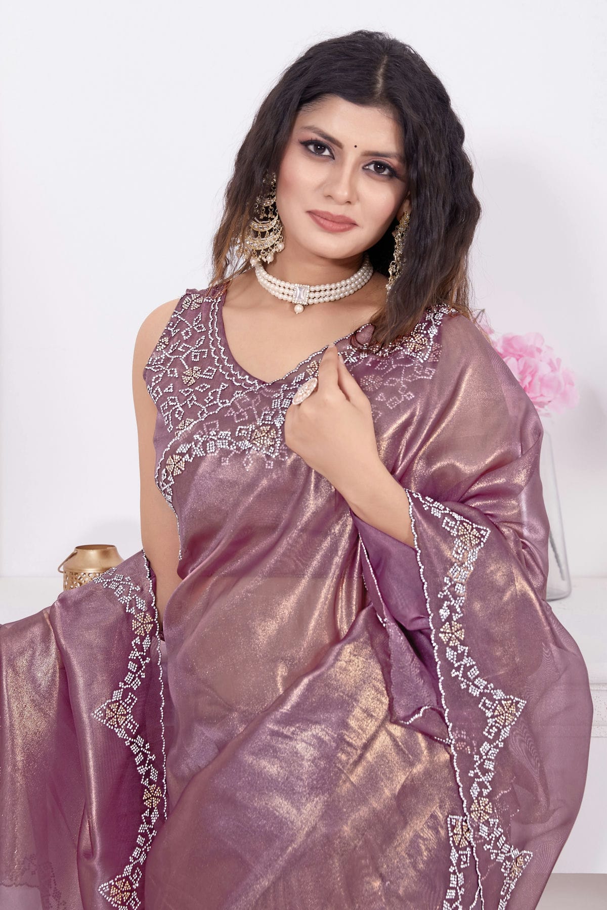 Purple Colour Net Designer Saree