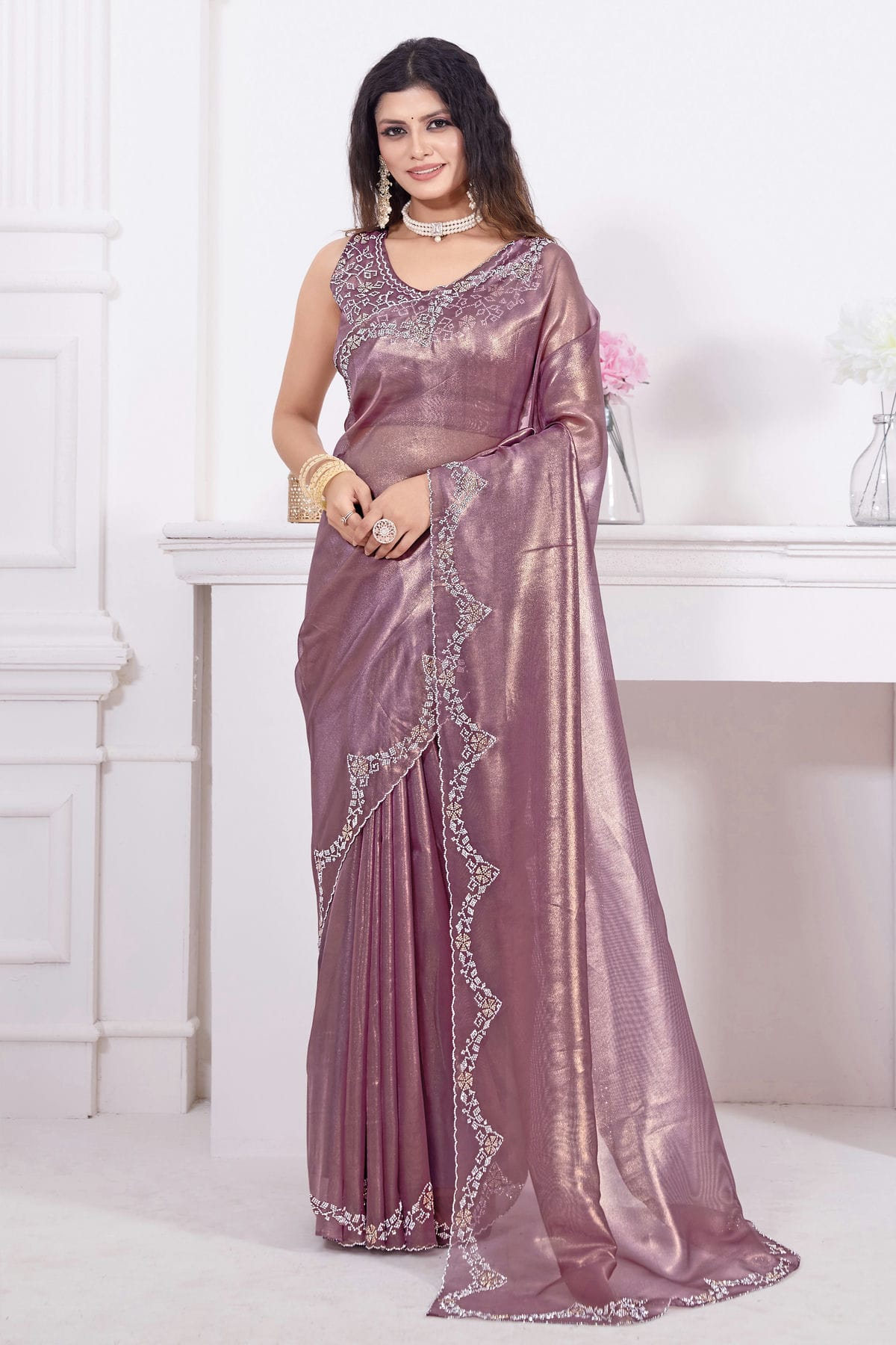 Purple Colour Net Designer Saree