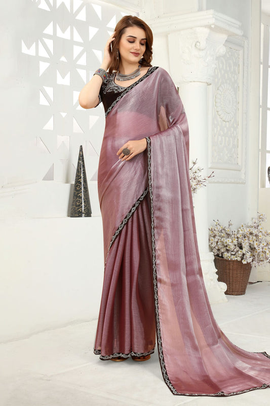 Purple Colour Organza Designer Saree