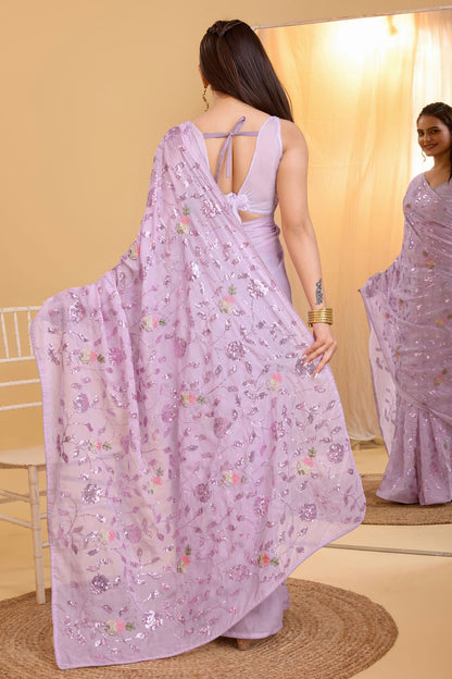 Purple Colour Organza Saree