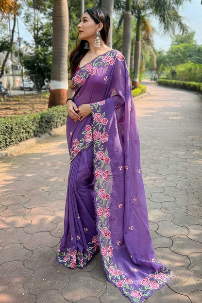 Purple Colour Organza Saree