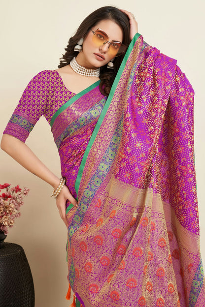 Purple Colour Patola Silk Saree