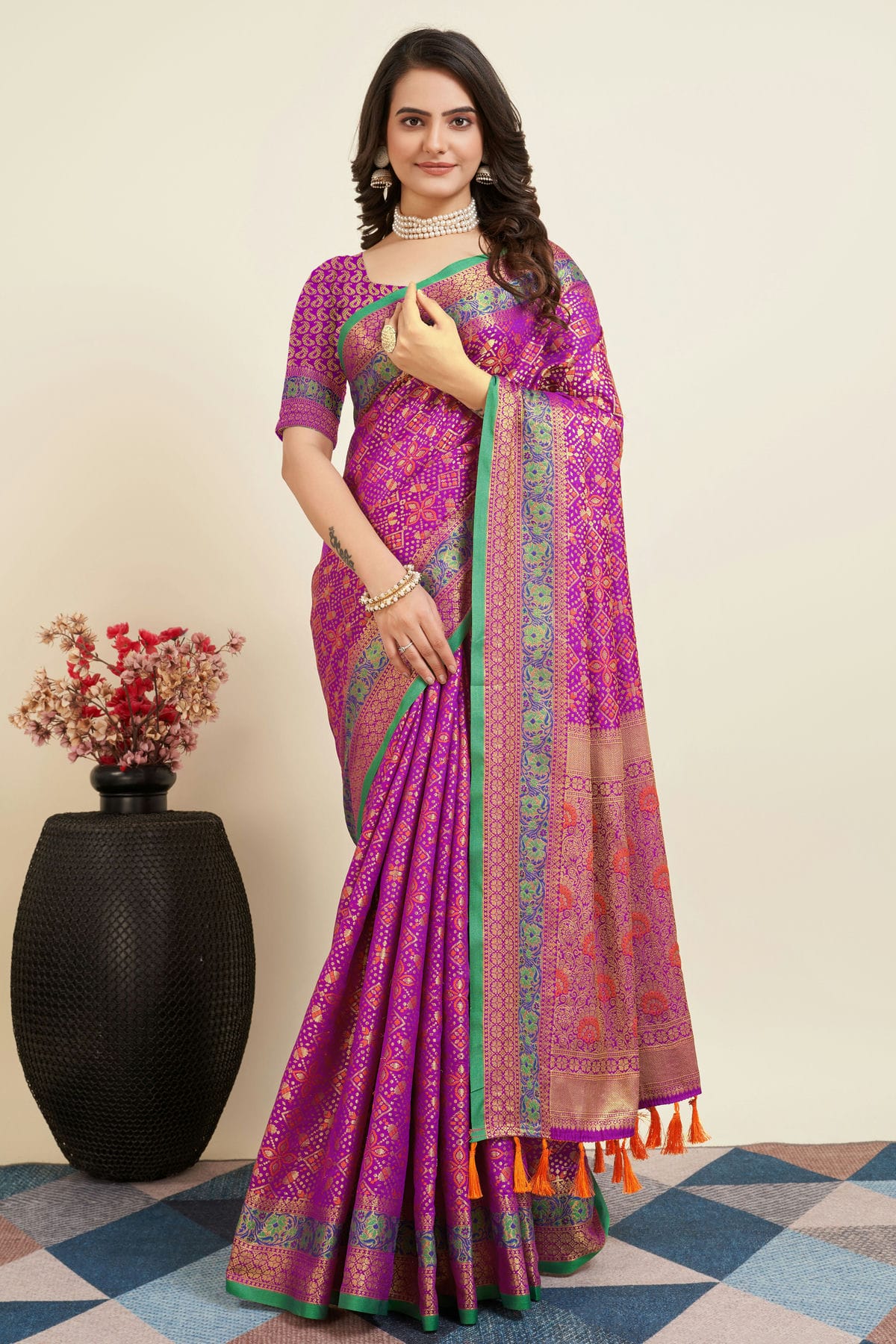 Purple Colour Patola Silk Saree