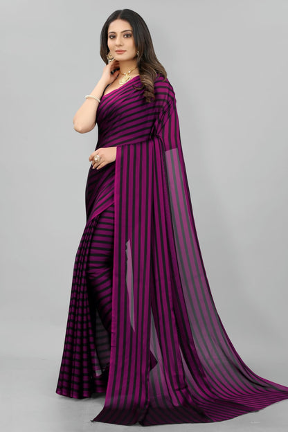 Purple Colour Poly Georgette Printed Saree