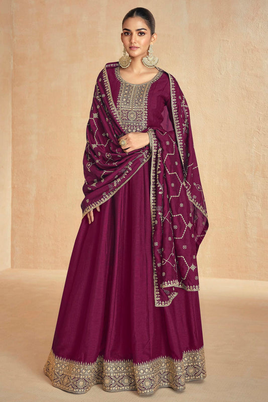 Purple Colour Premium Silk Gown VSGW1140781