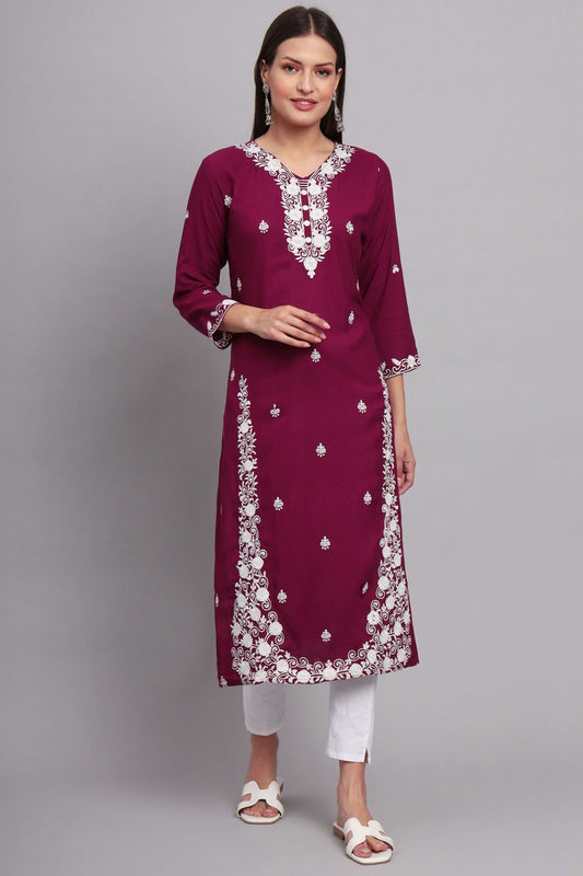 Purple Colour Rayon Kurti