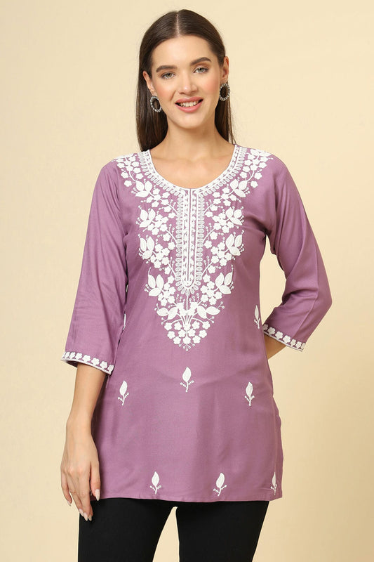 Purple Colour Rayon Readymade Top