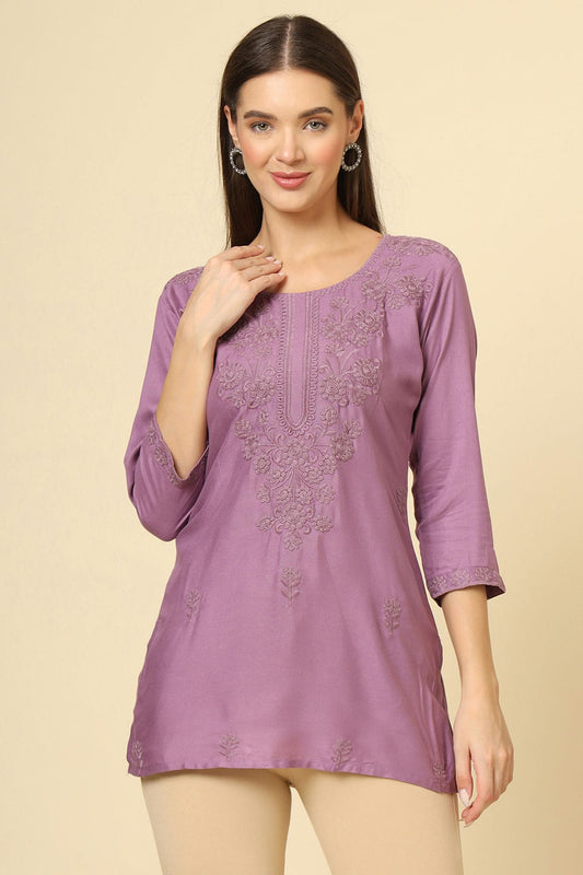 Purple Colour Rayon Readymade Top