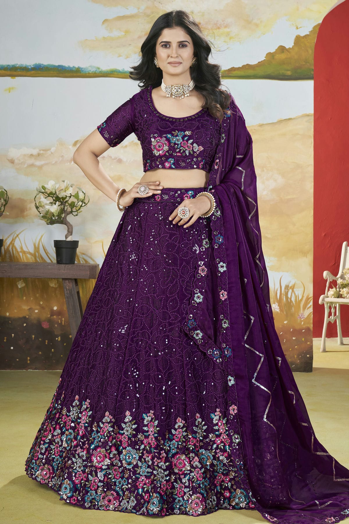 Purple-Colour-Semi-Stitched-Chinon-Lehenga-Choli-VSLC1112520