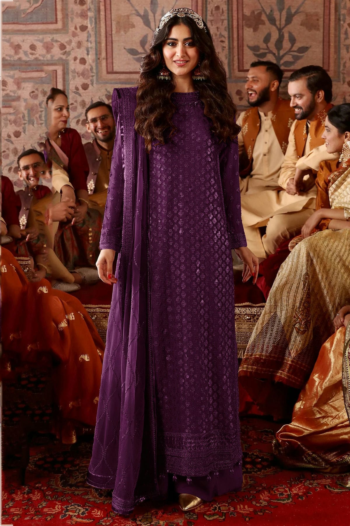 Purple Colour Semi Stitched Faux Georgette Pakistani Suit