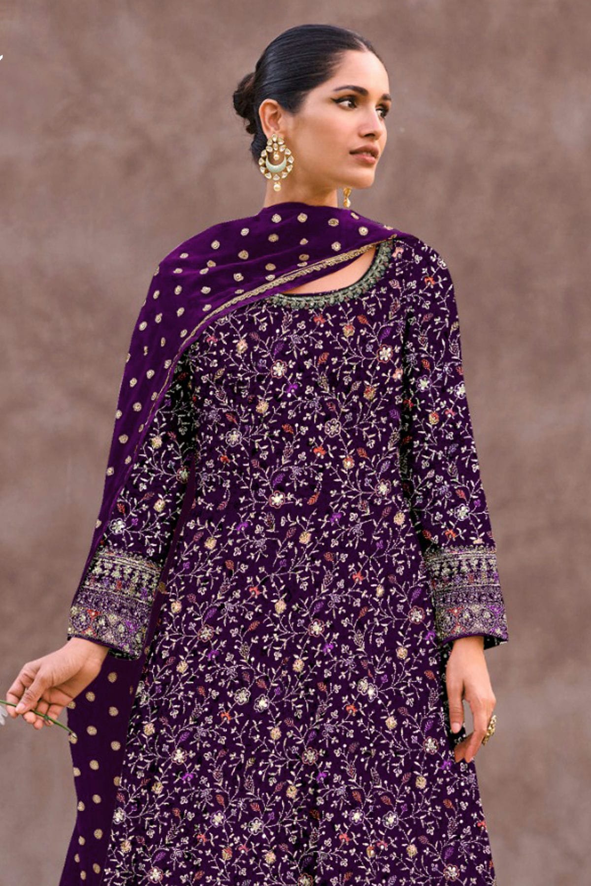 Purple Colour Semi Stitched Georgette Anarkali Suit