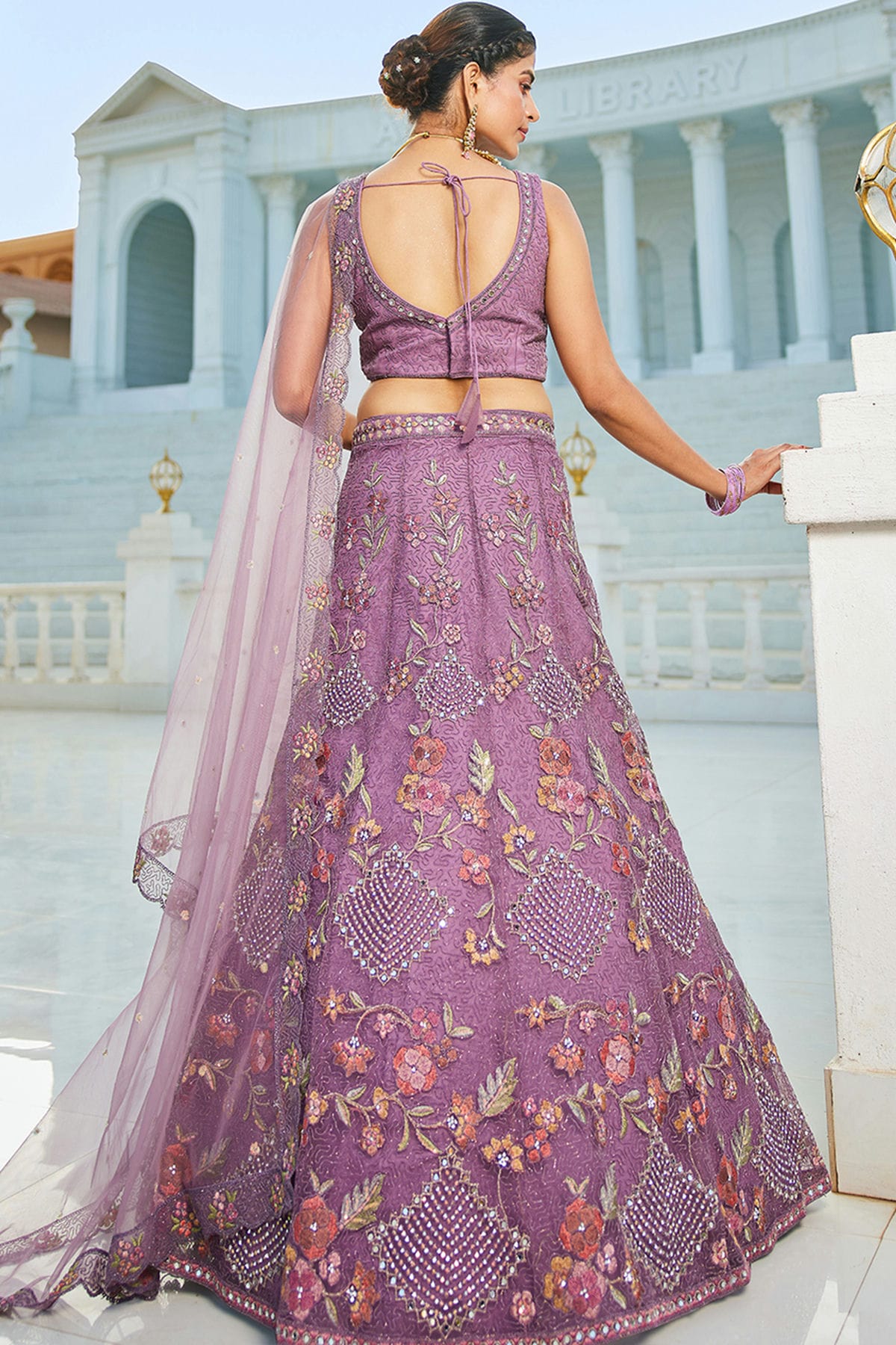 Purple Colour Semi Stitched Net Lehenga Choli VSLC1112535